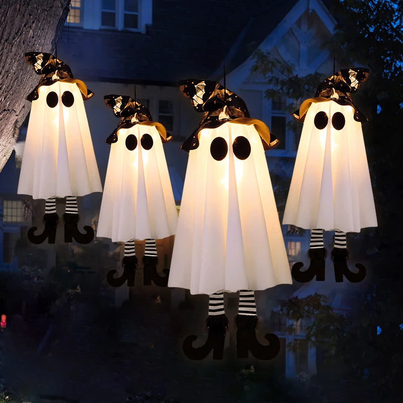 LED Light-Up Witch & Ghost Hanging Decor β Perfect
