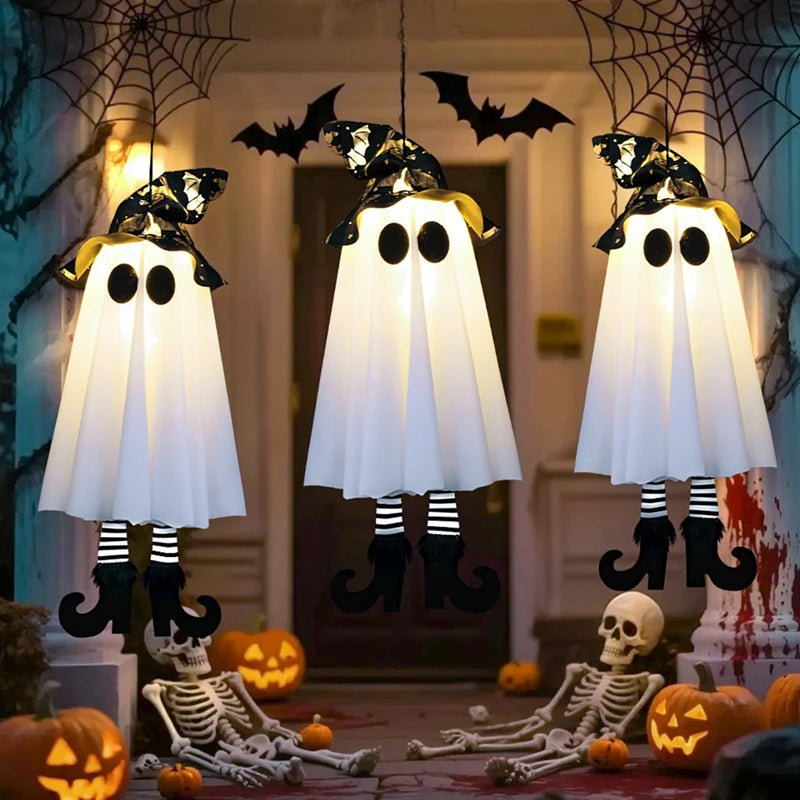 LED Light-Up Witch & Ghost Hanging Decor β Perfect