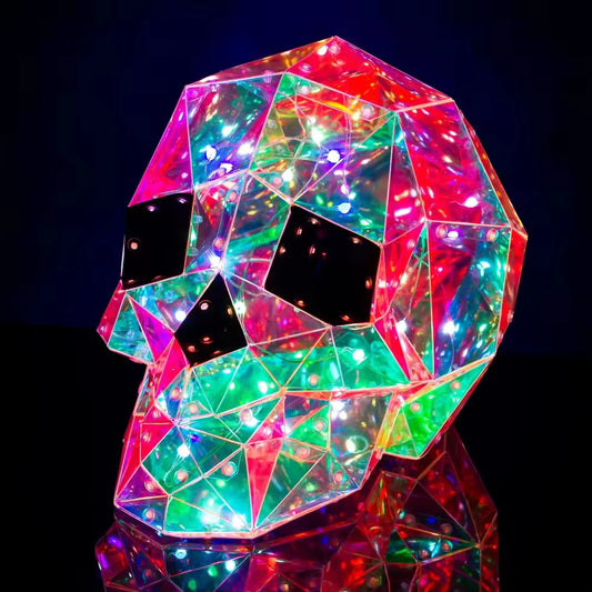Funny Halloween Skulls Skeleton Glowing 3D LED Luminous Iridescent Colorful Night Light up for Outdoor Garden Yard Decorations