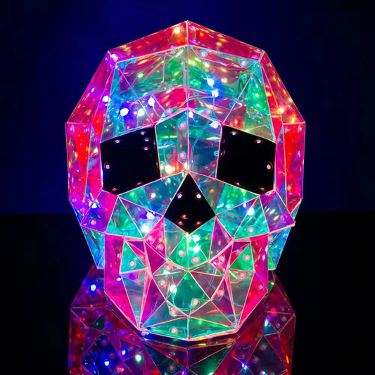 Funny Halloween Skulls Skeleton Glowing 3D LED Luminous Iridescent Colorful Night Light up for Outdoor Garden Yard Decorations
