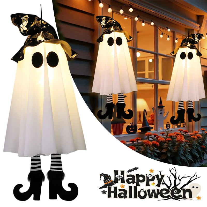 LED Light-Up Witch & Ghost Hanging Decor – Perfect