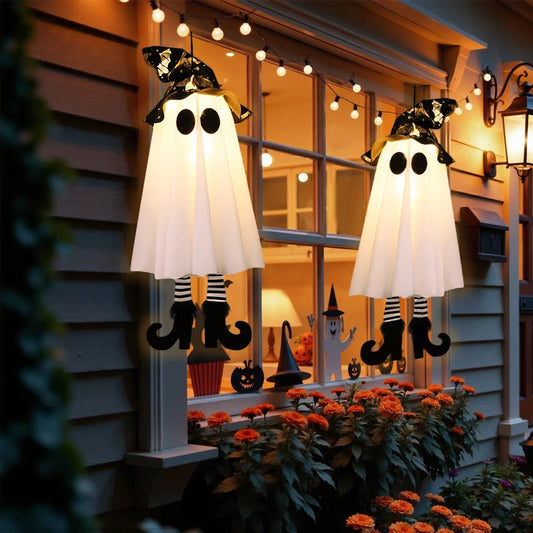 LED Light-Up Witch & Ghost Hanging Decor – Perfect